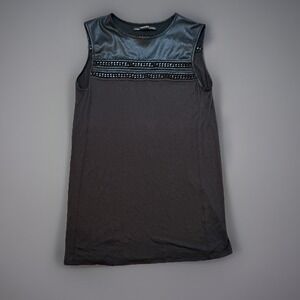 AllSaints Black Chain Trim‎ Faux Leather Sleeveless Tank Top XS Small